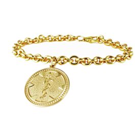 Gold coin store charm bracelet