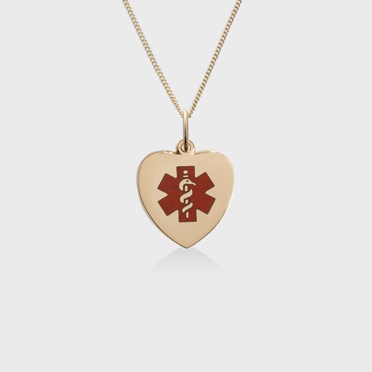 14ct Gold Heart Red Charm Necklace