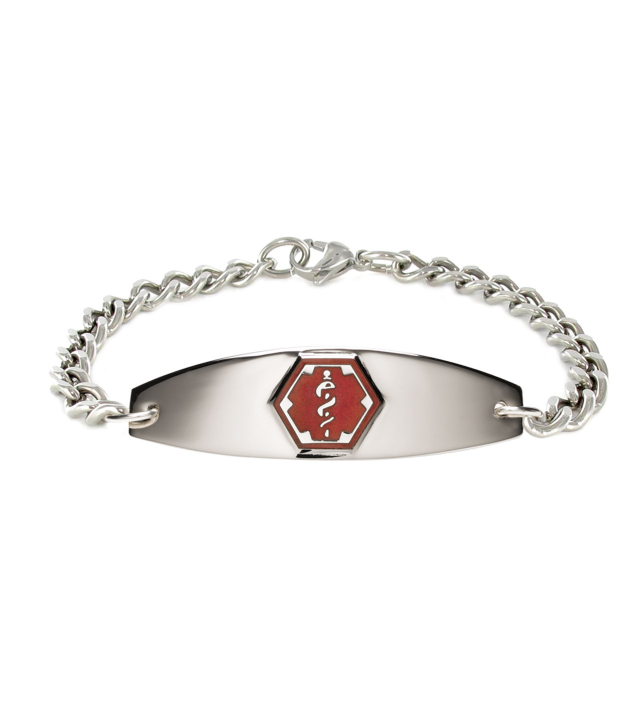 stainless steel medical id bracelet red