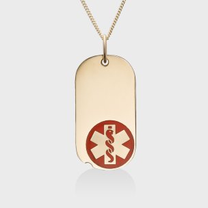 14ct Gold Oval Tag Red Necklace