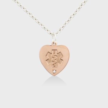 14ct Rose Gold Embossed Heart with Diamond