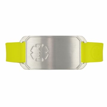 Stainless Steel Large Flex Bracelet on Yellow Silicone 