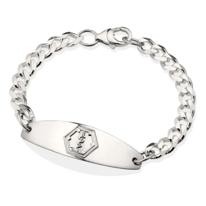 Silver medical top id bracelet