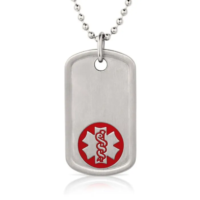 Purchase Stainless Steel Dog Tag Red Universal Medical ID