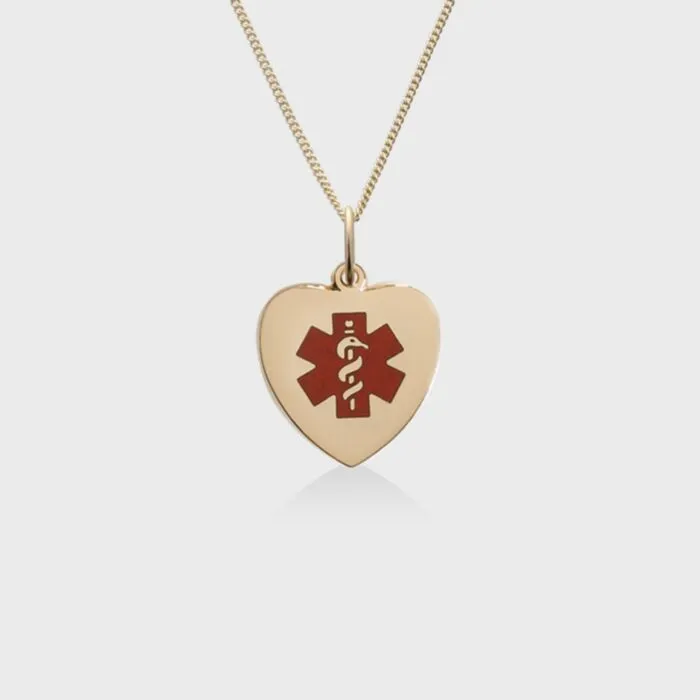 14ct Gold Heart Red Charm Necklace