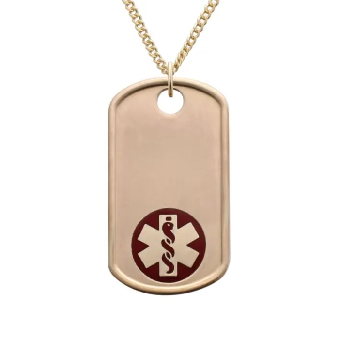 Purchase 10ct Gold Filled Dog Tag Red Necklace Universal Medical ID