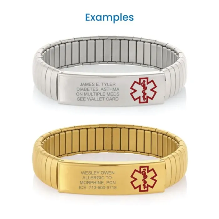 Mens stainless steel discount medical id bracelet