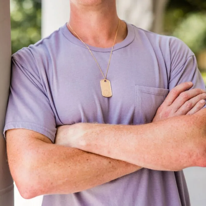 Gold dog online tag necklace mens