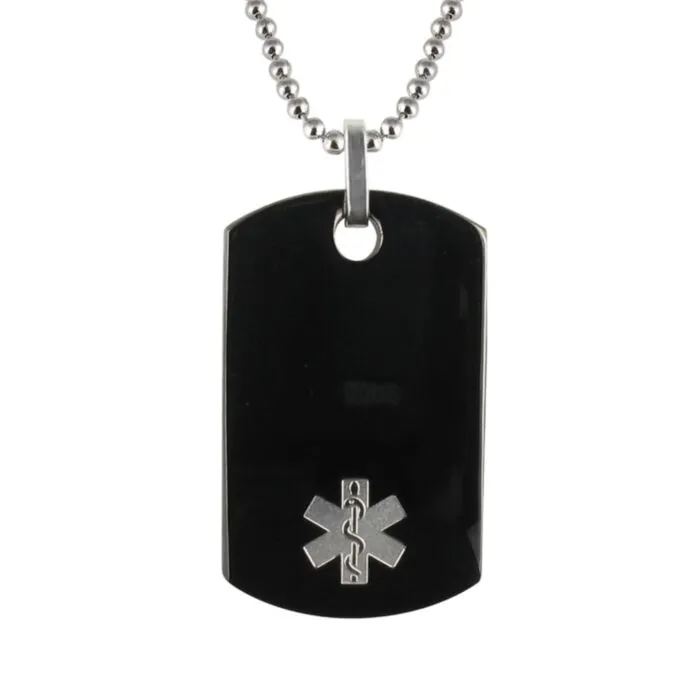 Stainless Steel Onyx Dog Tag