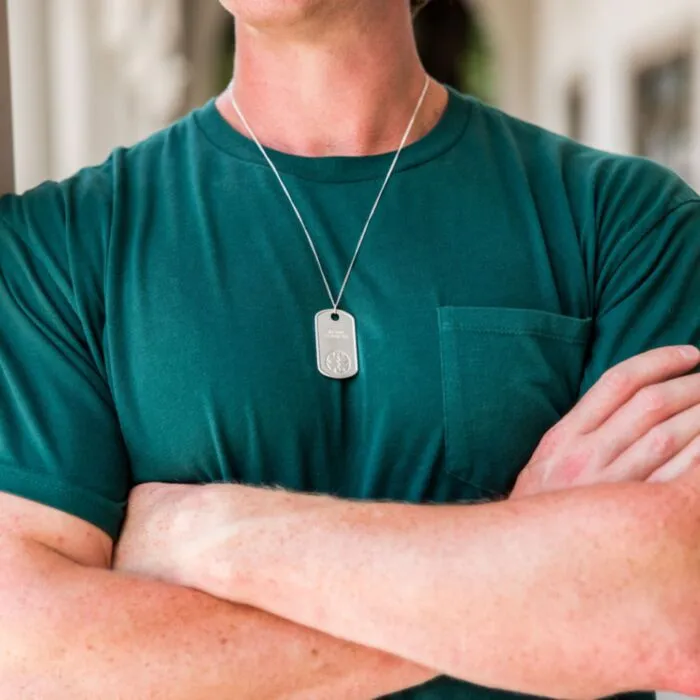 Sterling silver dog shop tag necklace