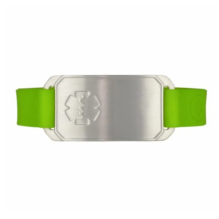 Stainless Steel Large Flex Bracelet on Green Silicone