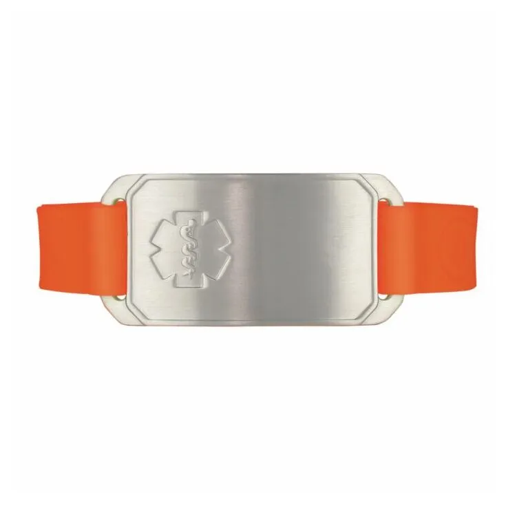 Stainless Steel Large Flex Bracelet on Orange Silicone 