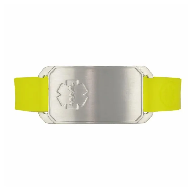 Stainless Steel Large Flex Bracelet on Yellow Silicone 