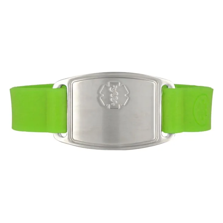Stainless Steel Small Flex Bracelet on Green Silicone