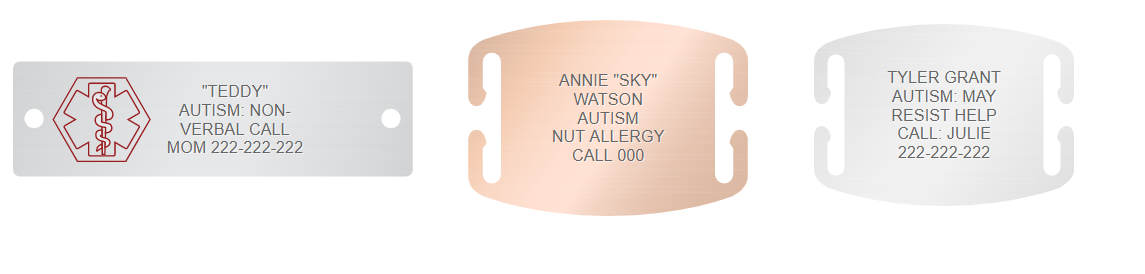 autism medical alert engraving